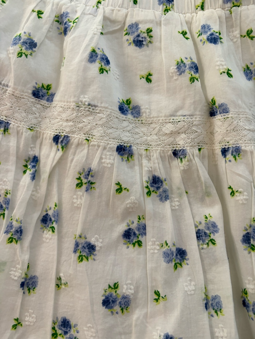 Nordstrom BP Light Blue Floral Tiered Lace Trim Mini Skort — Large - Picture 6 of 8